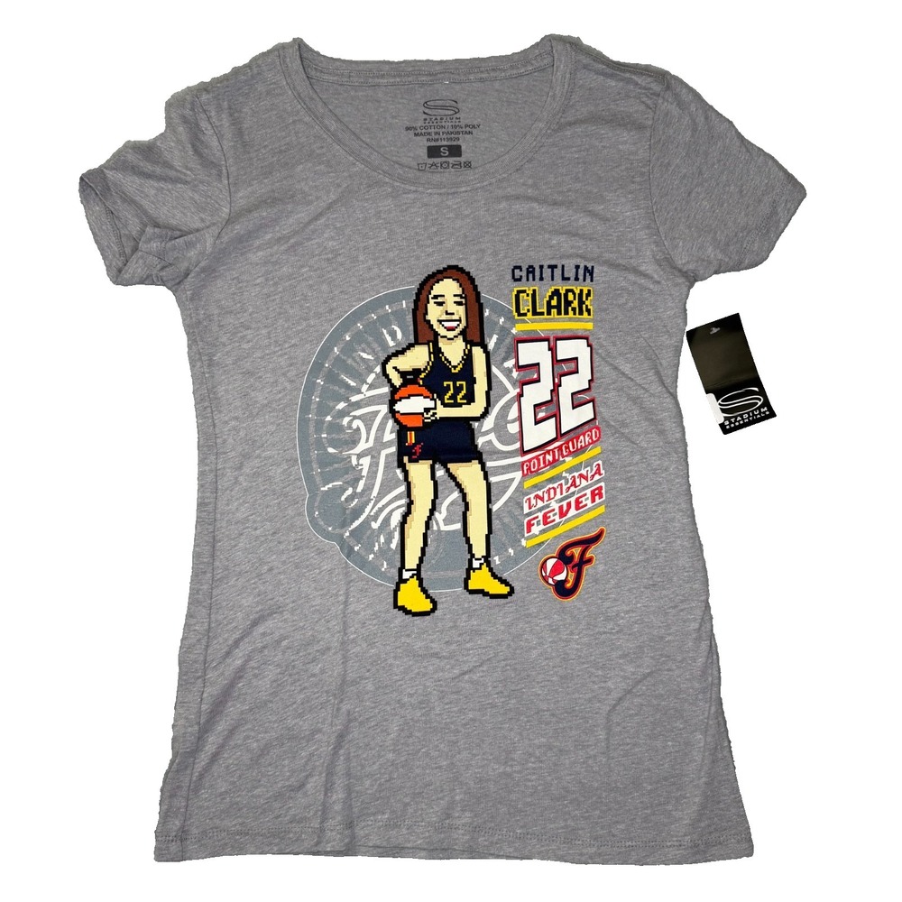 Stadium Essentials Caitlin Clark Indiana Fever 8-Bit Graphic T-Shirt Gray Small